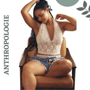 Anthropologie Lace Longline Halter Bra | Crop Top | Romantic Boho Style  Size 1X